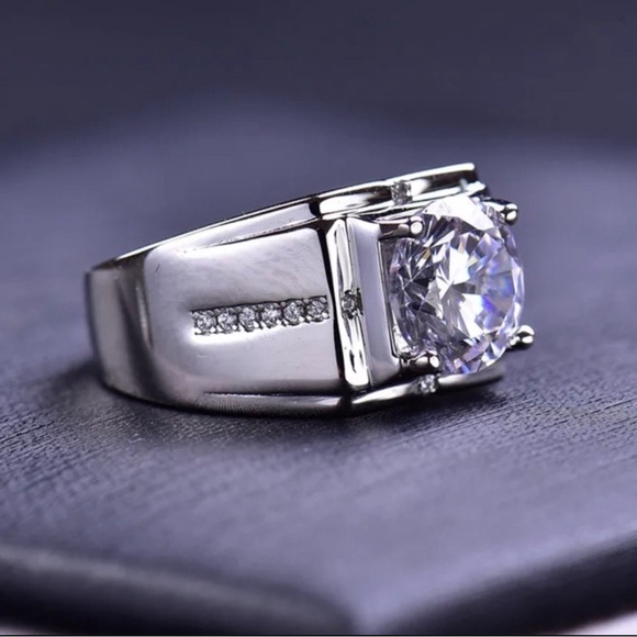 🔥925 Silver 2CT Brilliant Cut Round Moissanite Diamond men Ring Size 10.5 - Picture 6 of 8